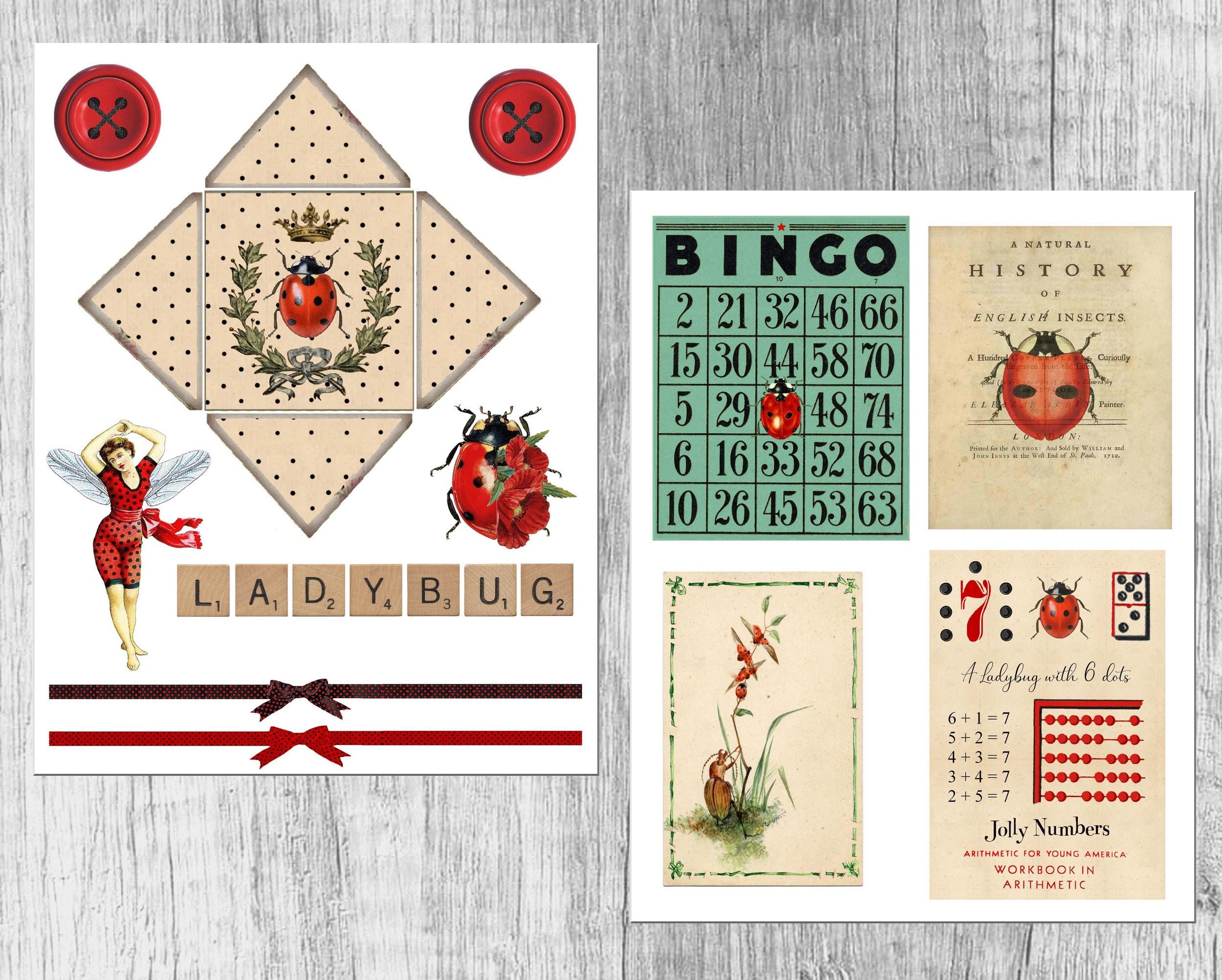Vintage Ladybug Junk Journal Printable Kit – 19 Digital Collage Sheets ...