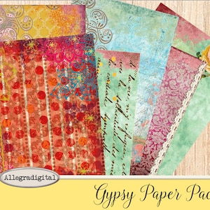Gypsy Paper junk journal pages printable 8.5 x 11 inch paper crafting scrapbooking instant download digital sheet