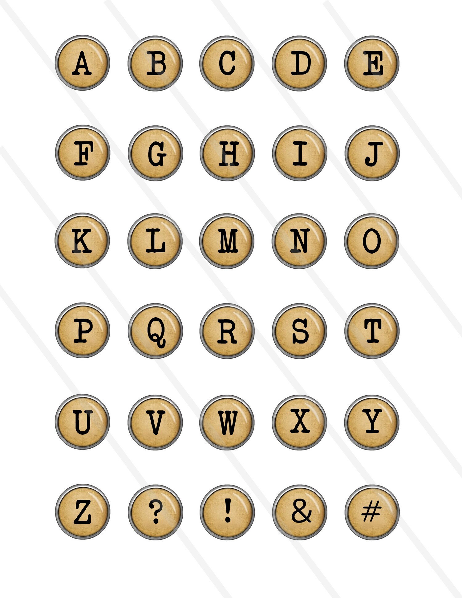 Vintage Typewriter Alphabet Clipart Digital Collage Sheet 1 Inch ...