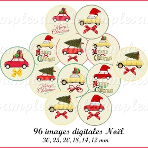 Retro Christmas Digital collage sheet christmas vintage retro design for pendant, Santa Claus,  bottle cap, digital round,  one inch circle
