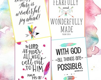 Printable download BIBLE VERSES TAGS No.1 Scripture Art 2.5"x3.5" size hang tags digital collage sheet greeting cards Allegradigital images