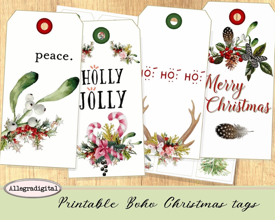 Christmas Greenery Tags Printable Gift Tags Hang Tag Journal Craft ...