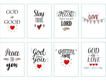 Printable download BIBLE VERSES TAGS Scripture Art 2.5"x3.5" size hang tags digital collage sheet greeting cards Christians