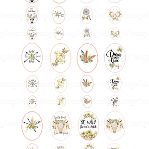 30x40 Mm 25x18 Mm 13x18 Mm OVAL Collage Sheet Boho Chic Printable ...