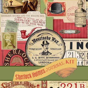 Sherlock Holmes Vintage Journal Kit – Printable Junk Journal Ephemera & Clip Art | Instant Download