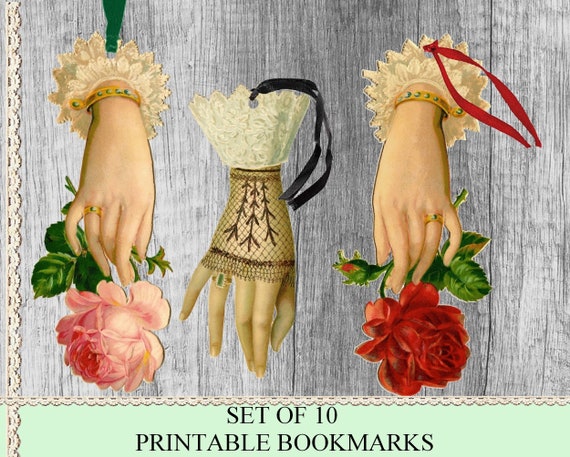 Printable Bookmarksbook Lover Bookmark Victorian Hands and | Etsy