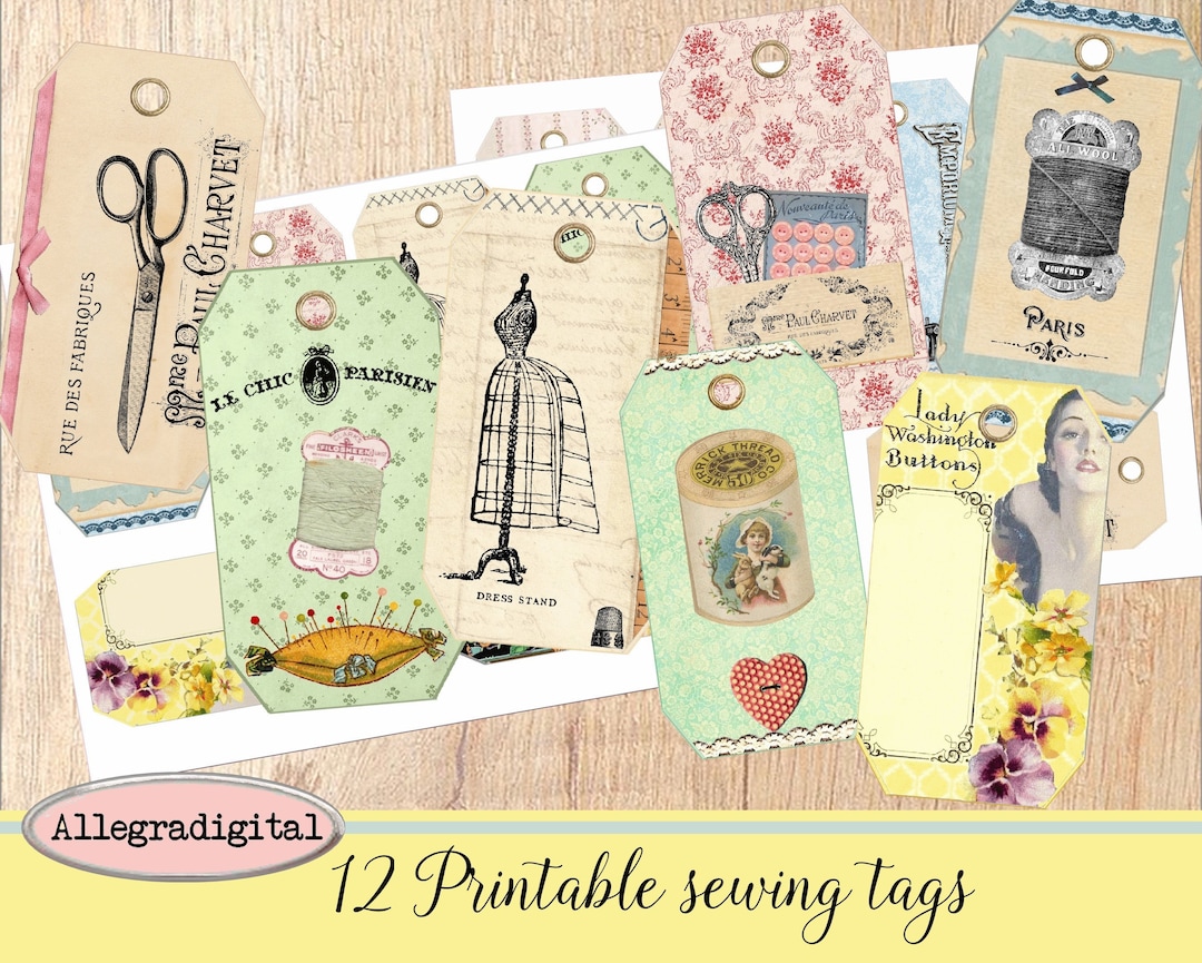 Printable Sewing Tags Shabby Printable Gift Tags Printable Crafting ...