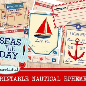 Immagini digitali vintage nautiche, marine, immagini digitali per la creazione di biglietti, scrapbooking, diario di spazzatura, luogo per il diario