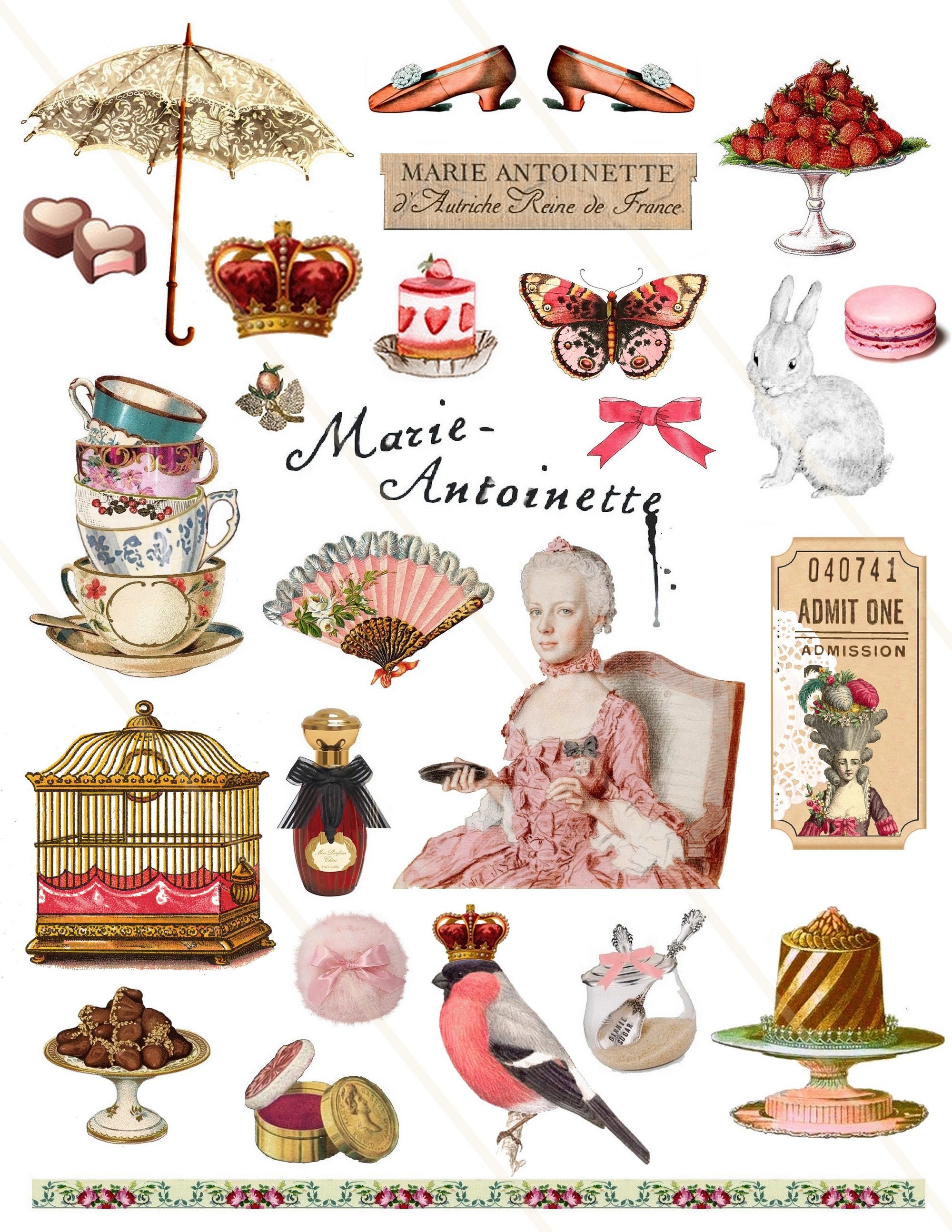 Versailles Marie Antoinette Clip Art Digital Collage Sheet - Etsy UK