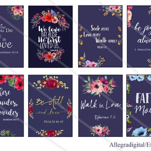 Bible Verses Tags collage sheet Printable Scripture greeting cards bible verses downloads  Print at Home