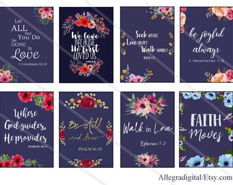 Bible Verses Tags collage sheet Printable Scripture greeting cards bible verses downloads  Print at Home