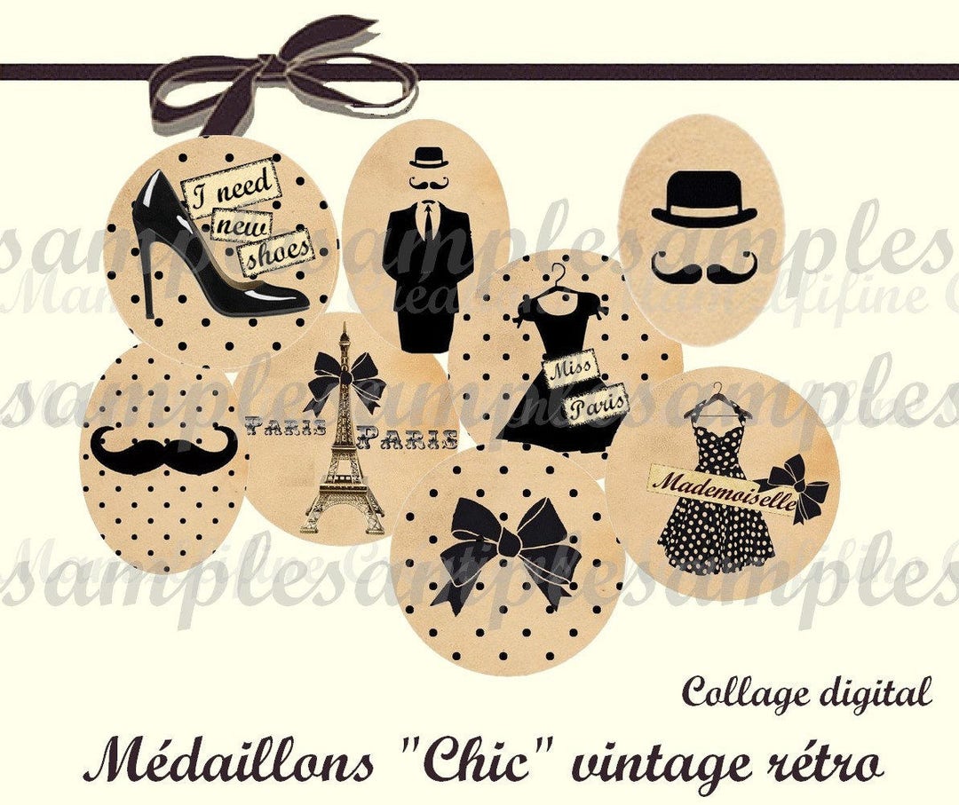 Digital Collage Sheet Circles Vintage Digital Images, One Inch Circle ...