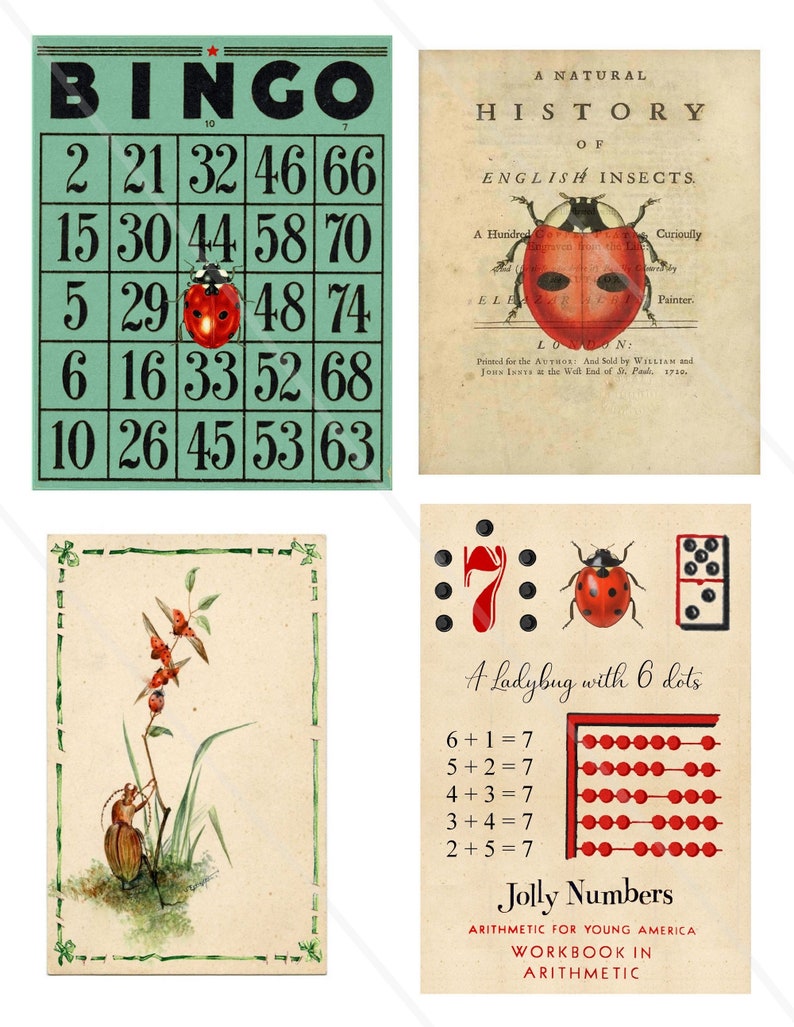 Vintage Ladybug Junk Journal Ephemera Pack – Printable Summer Garden ...