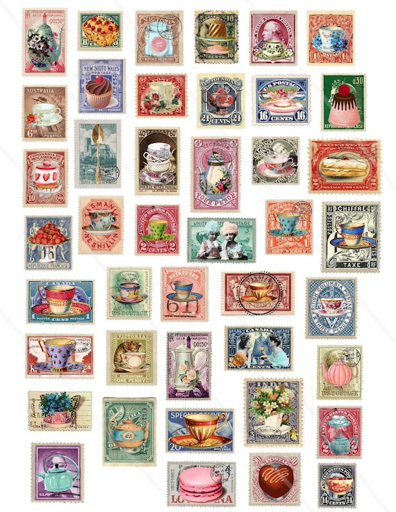 Pimoys 90 Pieces Vintage Scrapbook Stamp Stickers, Aged India