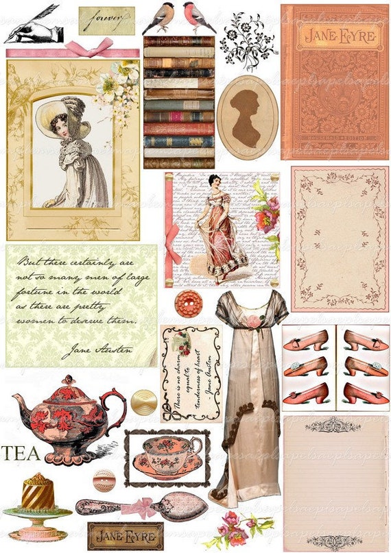 Images digitales vintage rétro Jane Austen scrapbooking | Etsy