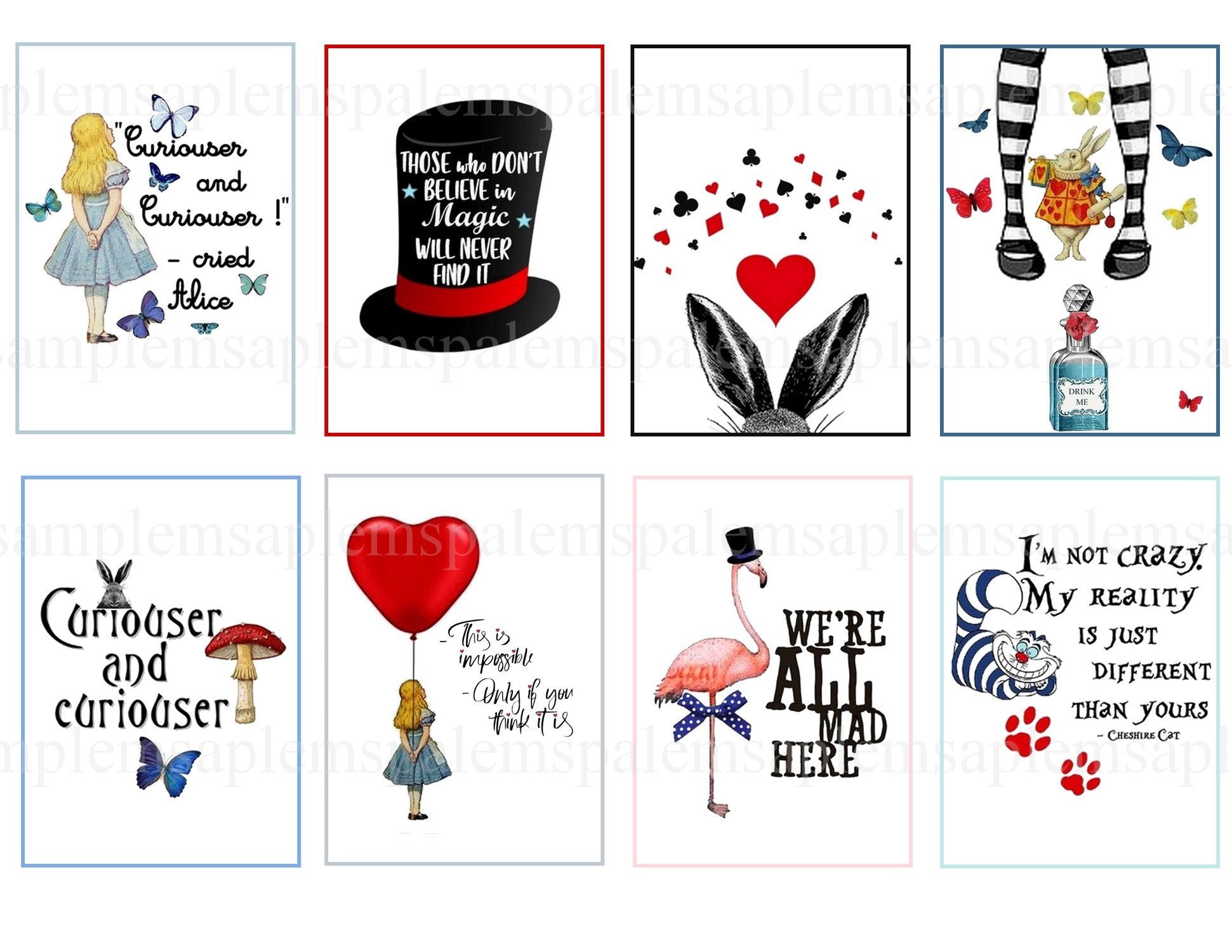 Alice in Wonderland Stickers Inspirational and Motivational Cards Printable Sheet Alice in Wonderland Sayings Eat Me Drink Me - Etsy for Alice In Wonderland Printables Free