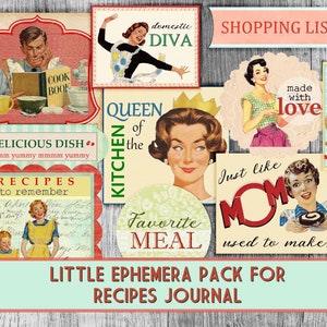 Ricette retrò effimere – Diario di cucina vintage stampabile con citazioni divertenti