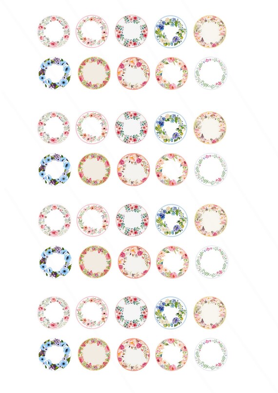 Editable Bottle Cap Collage Sheet 1 Digital Bottle Cap Images Digital collage sheet Boho circles add text click and type