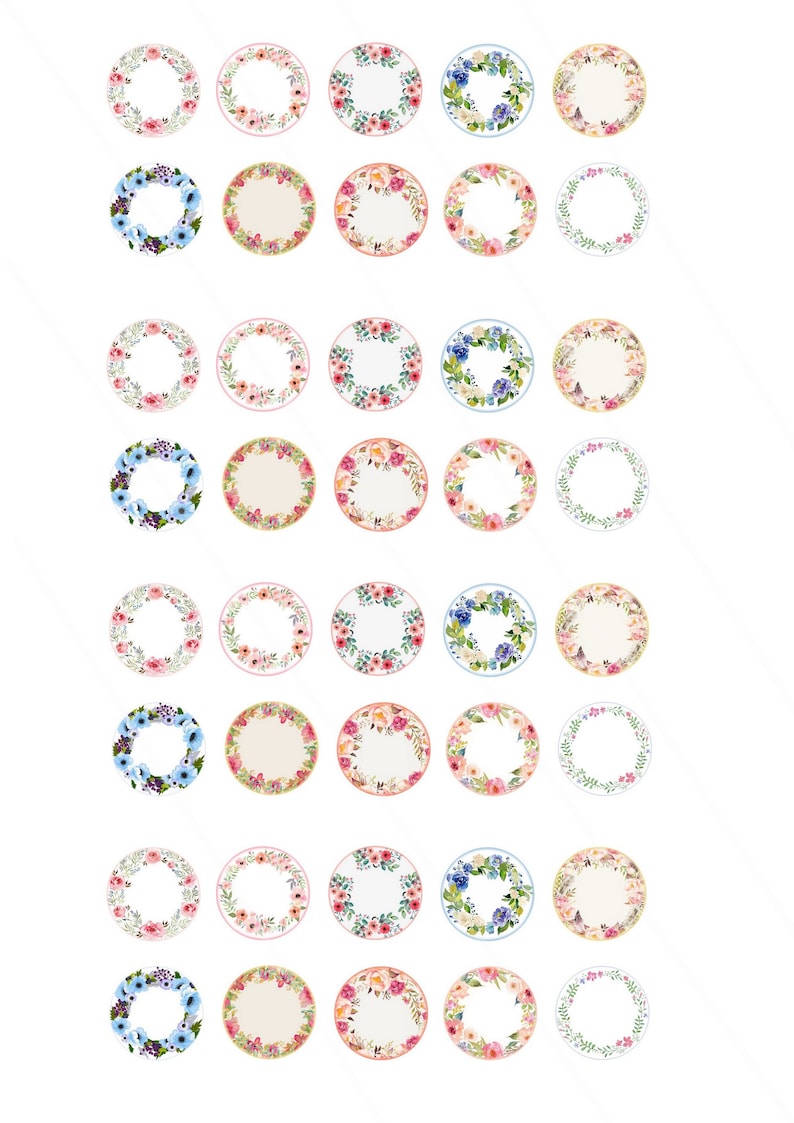 Editable Bottle Cap Collage Sheet 1 Digital Bottle Cap Images Digital collage sheet Boho circles add text click and type