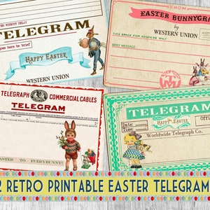 Retro Easter Ephemera - Vintage Telegrams, Gift Tags & Spring Journal Printables – Instant Download
