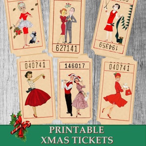 Biglietti di Natale, Stampabile, Ephemera, Diario spazzatura, Babbo Natale, Foglio di collage, Kit Digi, Vintage, Biglietto, Abbellimento, Album di ritagli, Scarica