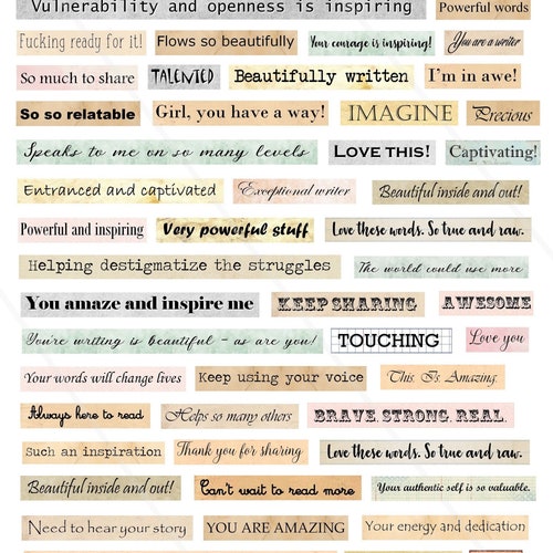 Digital Collage Sheet Digital Phrase Quotes Inspirational - Etsy