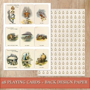 Printable Alice in Wonderland Playing Cards - Set of 48 Digital ...