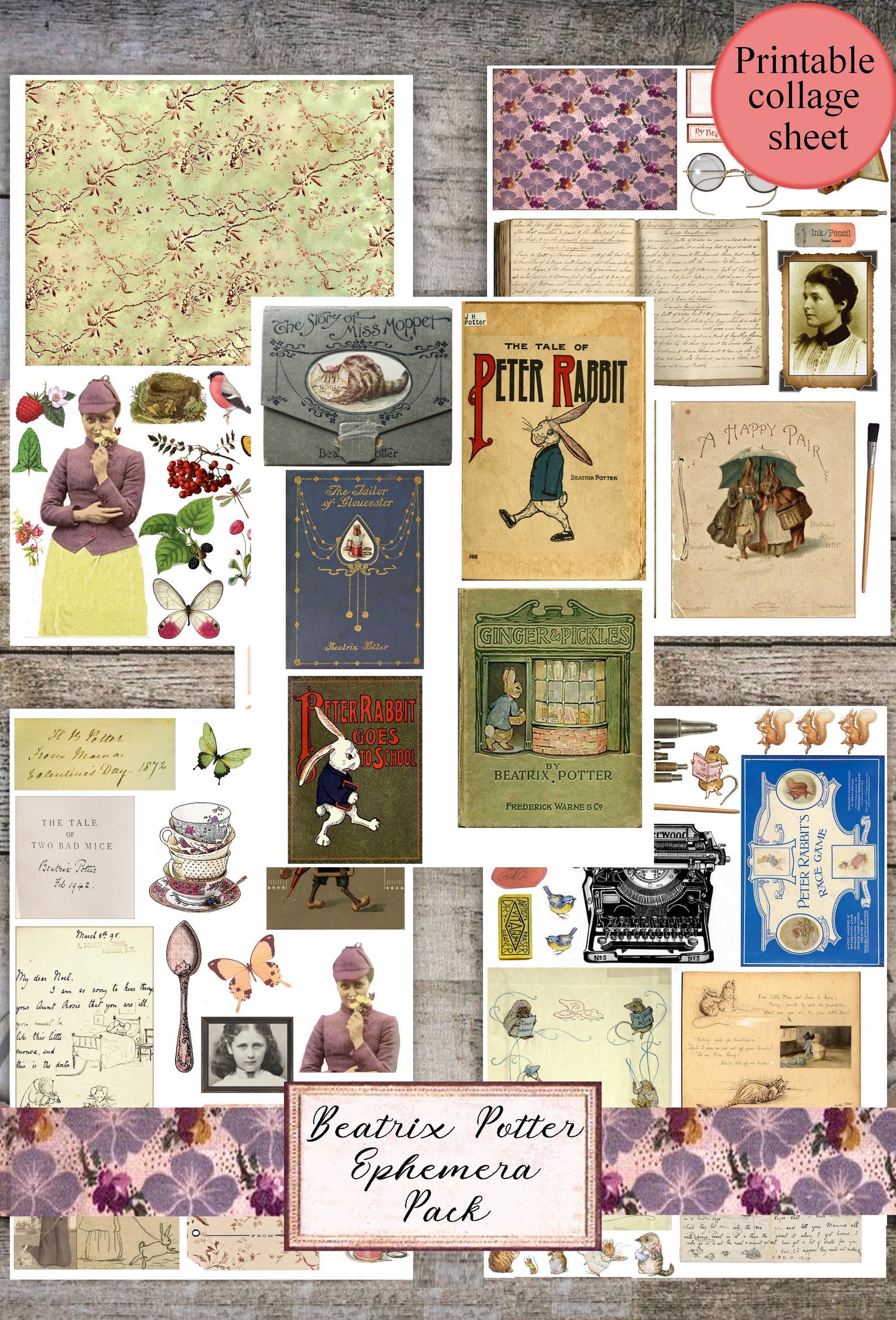 Peter Rabbit Ephemera Pack Beatrix Potter Digital Collage - Etsy
