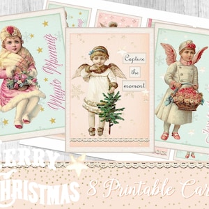 images digitales cartes de Noël, carte de voeux, carte de nouvel an, carte à imprimer scrapbooking junk journal spot journal journaling