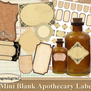 Mini Blank Apothecary Labels printable add text printable crafting digital graphics instant download digital collage sheet