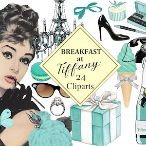 Breakfast at Tiffany’s Clipart – Audrey Hepburn Retro Fashion Pack | Scrapbooking, Card Making, Junk Journal, Ephemera | JPG & PNG Files