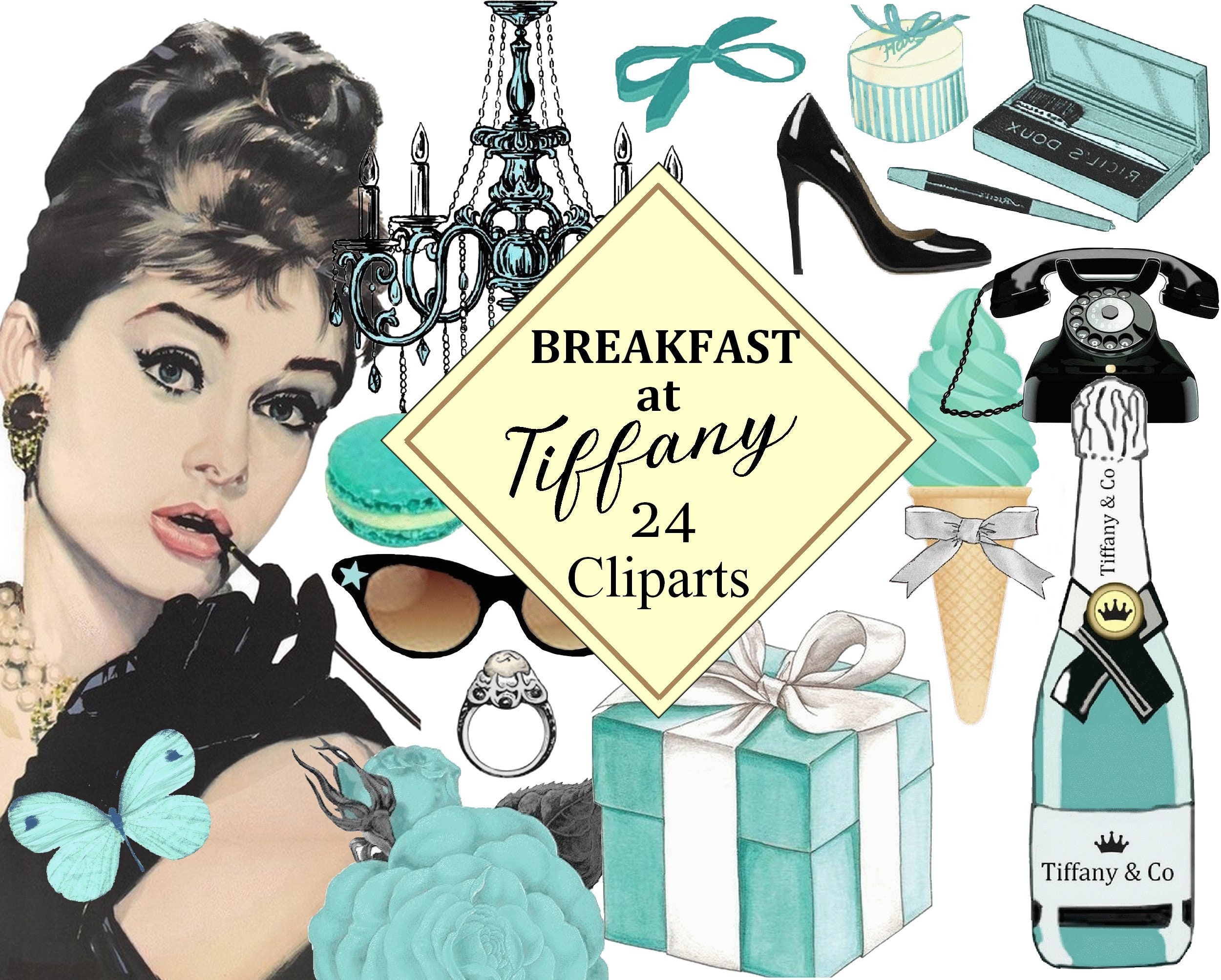Breakfast at Tiffanys Clipart Audrey Hepburn Fashion Retro Clipart