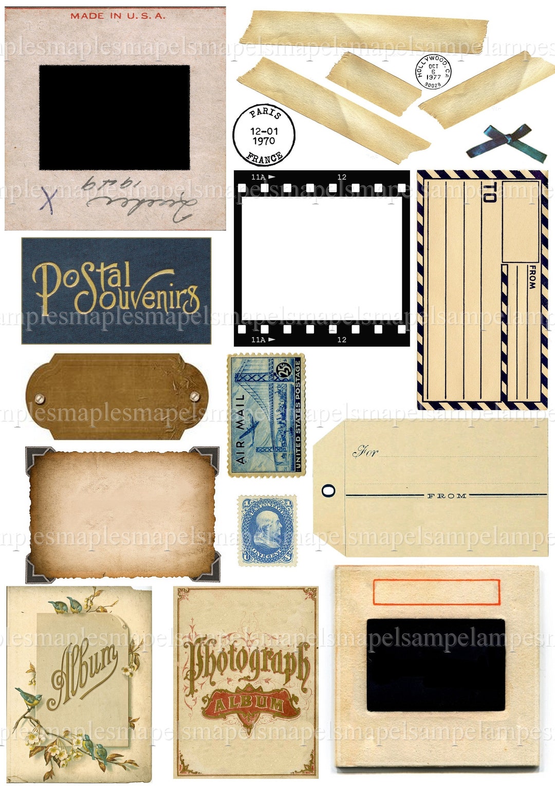 Image Vintage à Imprimer Gratuitement Feuille de Collage digitale rétro album photo vintage diapo - Etsy France