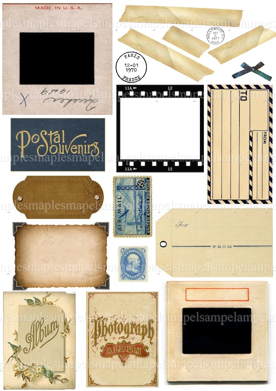 Feuille de Collage digitale rétro album photo vintage diapo voyage images à  imprimer, scrapbooking, images digitales PNG fichiers -  France