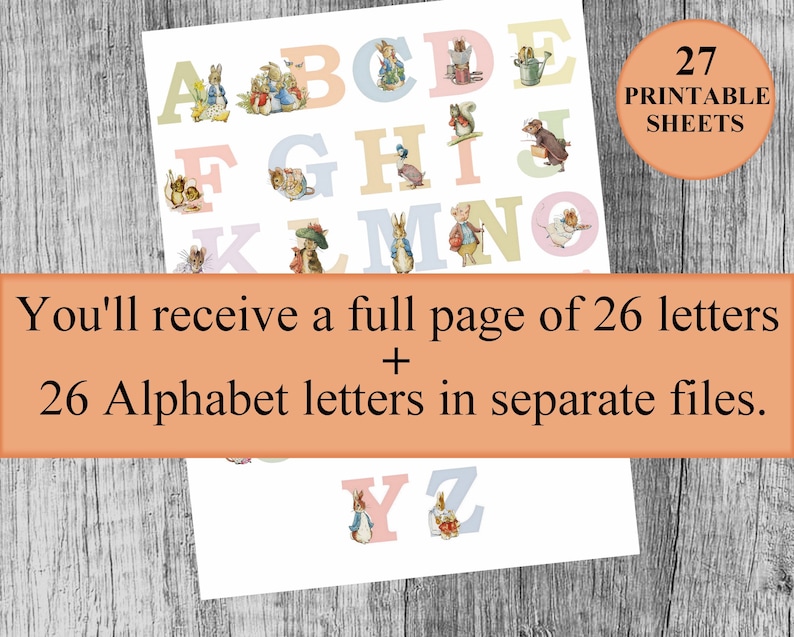 Beatrix Potter Alphabet Peter Rabbit Digital Collage Sheets ABC Peter ...