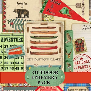 Camping Junk Journal Kit - Adventure Outdoors, Hunting, Fishing & Travel Ephemera - Vintage Retro Printable Journal Pack (Digital Download)