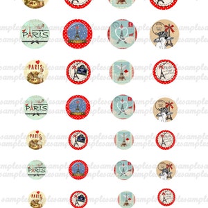 Paris Digital Collage Sheet Circles Tour Eiffel Eiffel Tower One Inch ...
