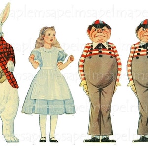 Digitale Bilder zum Drucken von Papierpuppen Alice im Wunderland, zum Drucken und Schneiden von Allegra digital