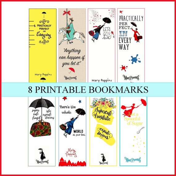 Printable Bookmarksbook Lover Bookmark Mary Poppins Digital Etsy