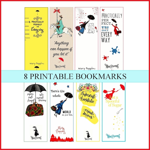 Printable Bookmarksbook Lover Bookmark Mary Poppins Digital Etsy