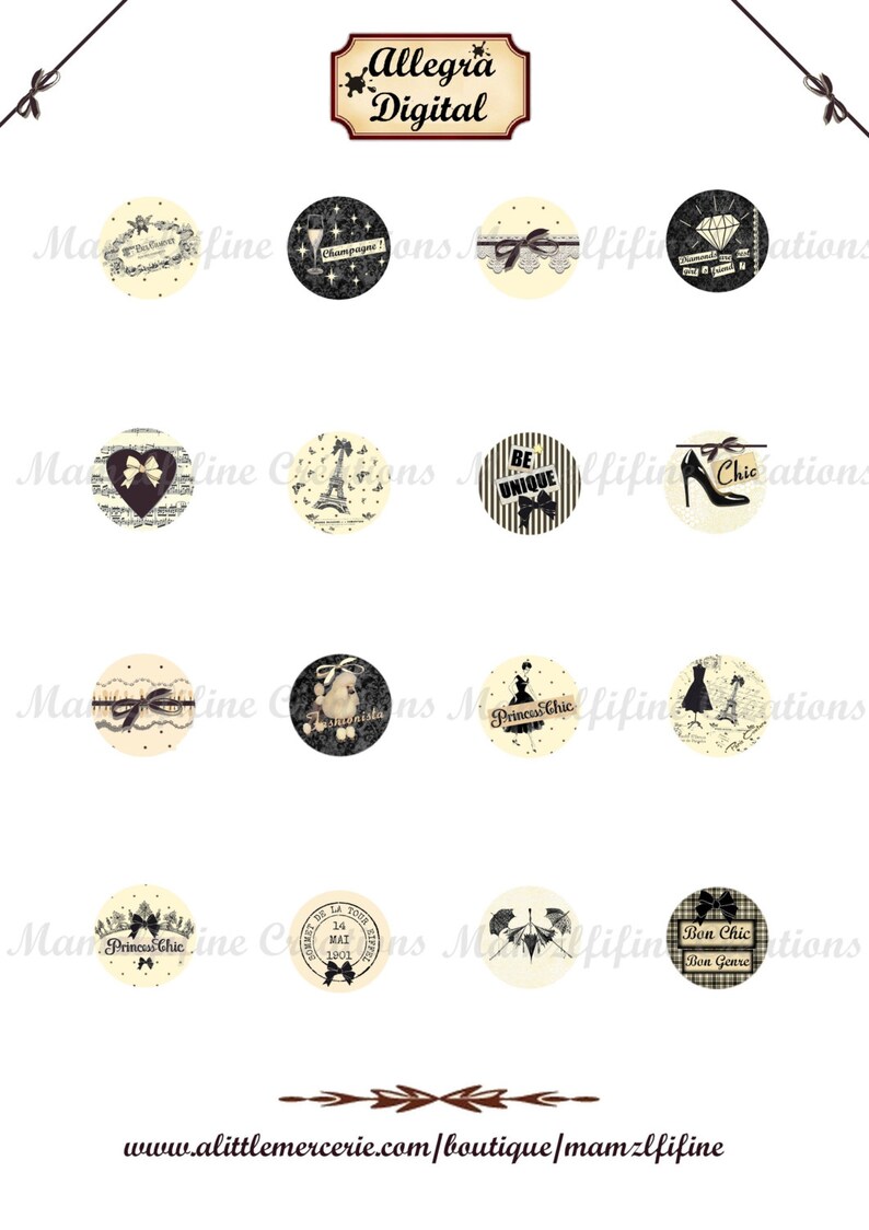 Digital Collage Sheet Circles Buttons Images 1 Inch Circles Paris ...
