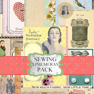 Vintage Sewing Ephemera Kit – Printable Junk Journal & Crafting Paper, instant download Allegradigital