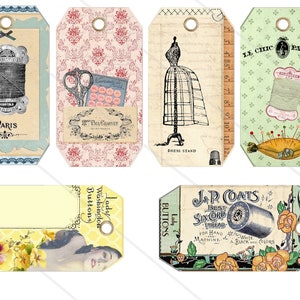 Printable Sewing Tags Shabby Printable Gift Tags Printable Crafting ...