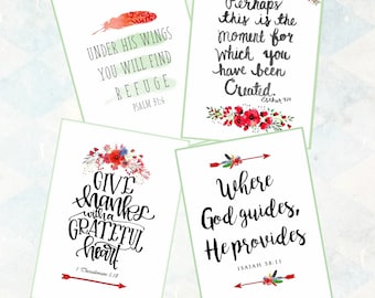 Bible Verses Tags collage sheet Printable Scripture greeting cards bible verses downloads  Print at Home