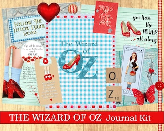 The Wizard of Oz Junk journal kit , Scrapbooking  journal paper pack elements tags paper crafting instant download digital collage sheet