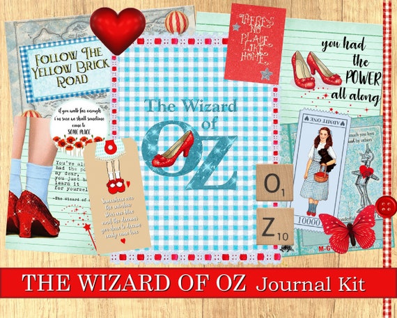 The Wizard of Oz Junk Journal Kit , Scrapbooking Journal Paper Pack  Elements Tags Paper Crafting Instant Download Digital Collage Sheet 