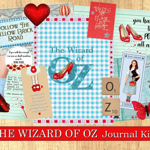 The Wizard of Oz Junk journal kit , Scrapbooking  journal paper pack elements tags paper crafting instant download digital collage sheet