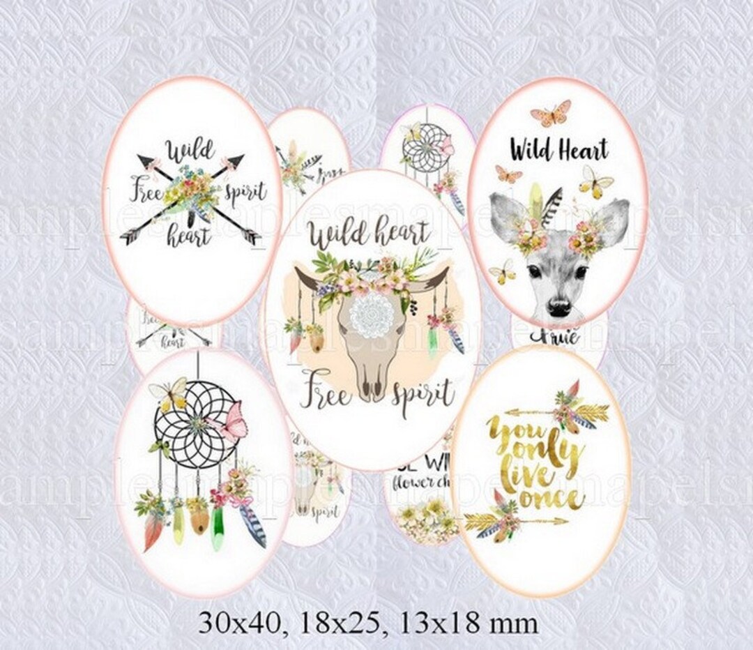 30x40 Mm 25x18 Mm 13x18 Mm OVAL Collage Sheet Boho Chic Printable ...