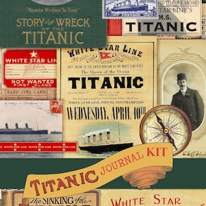 Vintage Titanic Ephemera | Druckbare digitale Collage für Scrapbooking, Journaling & Junk Journals