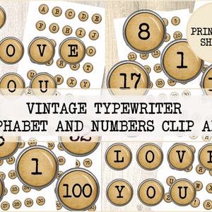 Old Typewriter Alphabet, Small Letter Stickers in Different Color